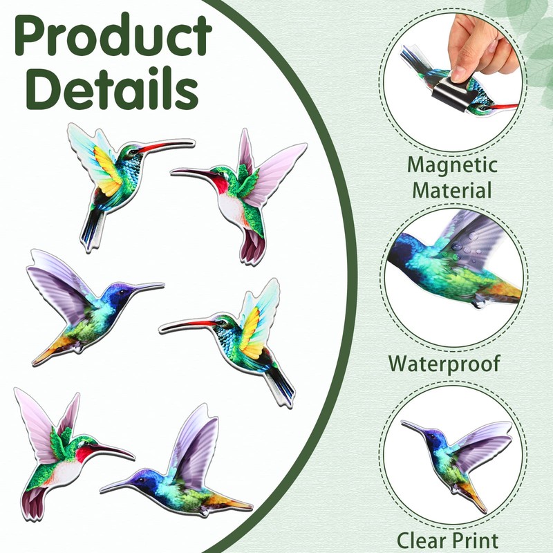 Konohan 3 Pairs Hummingbird Screen Door Magnets Double Sided Patio