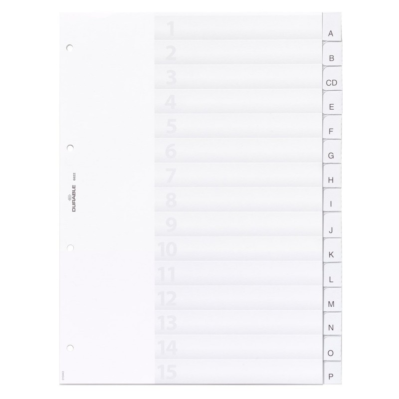 Durable 682219 Index Plastic with Blank Tabs 15 Parts Transparent
