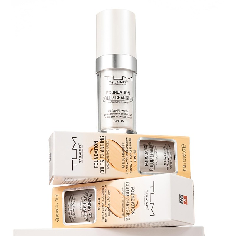 Colour Changing Foundation, Full Coverage Liquid Foundation, Long-Lasting Waterproof Makeup