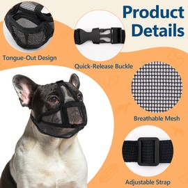 Coppthinktu Bozal corto para perro, hocico corto para perro, bozal de bulldog francés de malla transpirable, bozales completos para pitbull, bozales suaves para perros de cara plana para Shih Tzu Pug