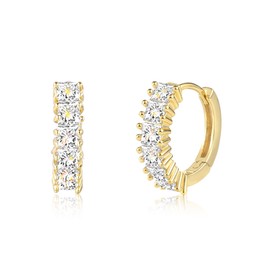 ALEXCRAFT 14k Small Huggie Gold Hoop Earrings for Women Men Hypoallergenic Cubic Zirconia Earrings 16mm