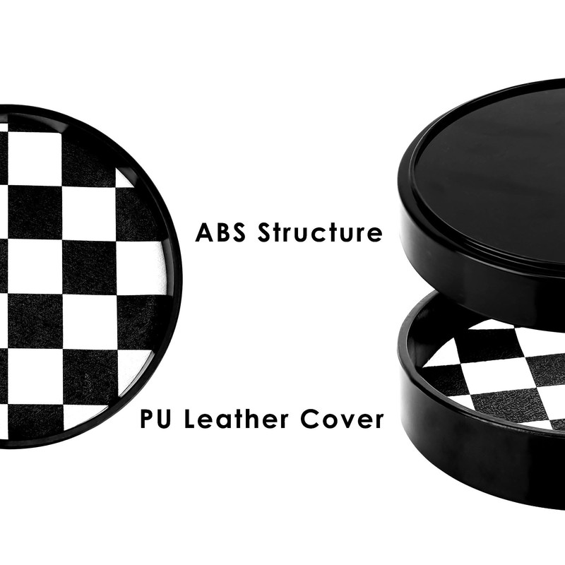 2 Pack Checkered Coasters for Drinks, Black and White Checked