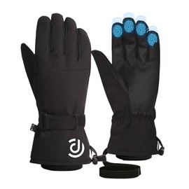 Coyonce Ski Gloves, Waterproof Winter Gloves, Touchscreen Fingers, Adjustable Wrist Strap, for Cycling, Snowboarding, Hiking, Running, Driving and Outdoor Sports, Black