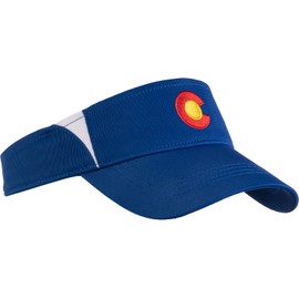 Ann Arbor T-shirt Co. Visera de rendimiento con bandera del estado de Coloradan para golf, color azul real