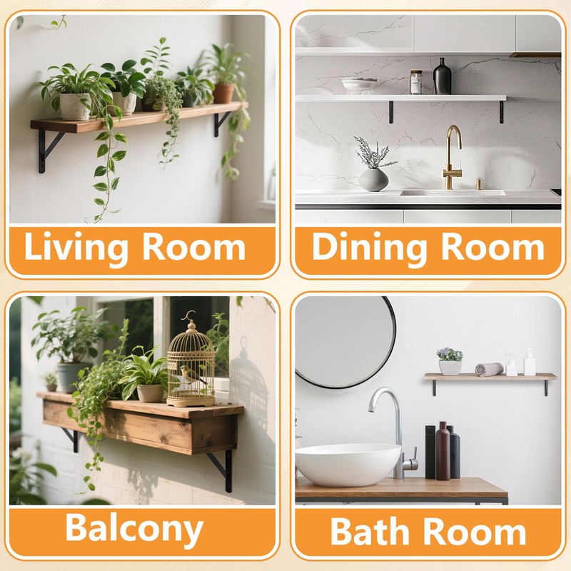 Gabotrie 4 Pack Heavy Duty Shelf Brackets, Metal L Brackets,