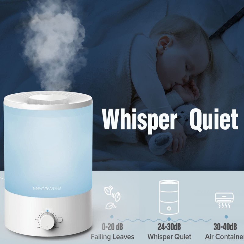 MegaWise Cool Mist Humidifiers, 3.5L Top Refill Ultrosonic humidifier for
