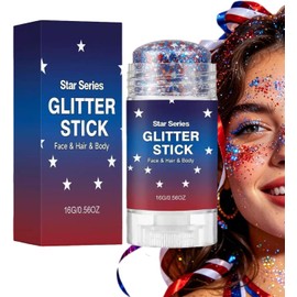 Barra de Purpurina Corporal Maquillaje para Cuerpo, Cara y Cabello Purpurina Facial para el 4 de Julio para Mujeres Niños Niñas Hombres del Día de la Independencia Desfiles