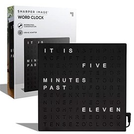 Sharper Image Light Up Electronic Plug-in Word Clock, Black Finish with LED