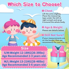 Wenlia Kids Swim Vest, Float Jacket Toddler Buoyancy Vest Neoprene Swimming Jacket with Crotch Strap for Boys Girls Age 2-6 Years/26-46 Lbs