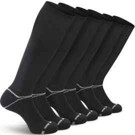 FYTUTESE 3 Pack Soccer Softball Baseball Socks Football Socks for Youth Men and Women Black Large