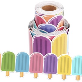 Lucleag 36 Feet Ice Cream Bulletin Board Border Roll, Summer Ice Pops Shaped Popsicle Bulletin Border Trim for Summer Party Back to School Classroom Office Wall Bulletin Board Decorations
