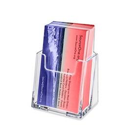 SOURCEONE.ORG Premium Vertical Clear Business Card Holder, Slant Back