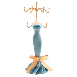 Jewelry Stand Holder, Elegant Lady Model Earring Display Rack Mannequin Princess Dress Necklace for Women Girls, Blue
