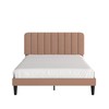 VECELO Full Size Bed Frame with Upholstered Headboard, Velvet Platform