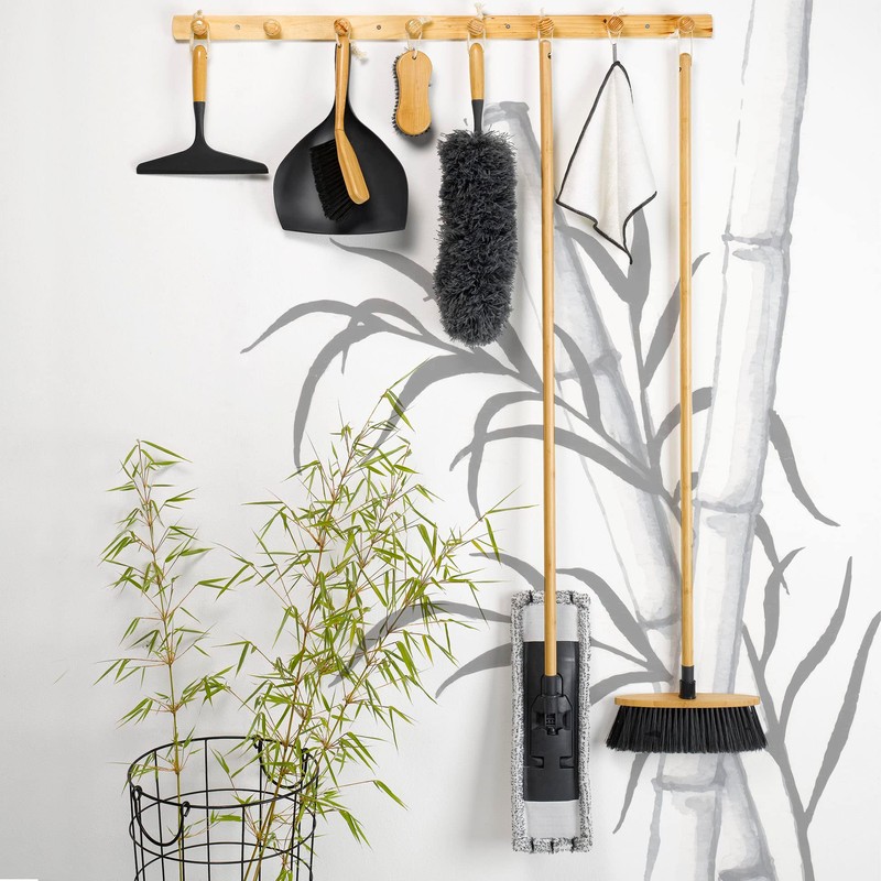 Recycled Plastic Window Squeegee with Bamboo Handle 25cm Charcoal Grey