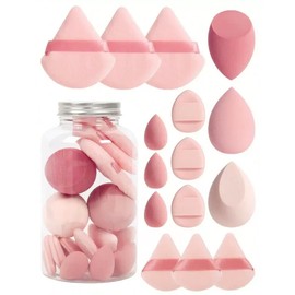 15PCS Makeup Sponge Set Beauty Blender Sponge for Mini Makeup Sponges Triangle Powder Puff with Foundation Blending Soft Make Up Sponges for Face Cosmetic Applicator for Powder Liquid ﻿ (Pink)