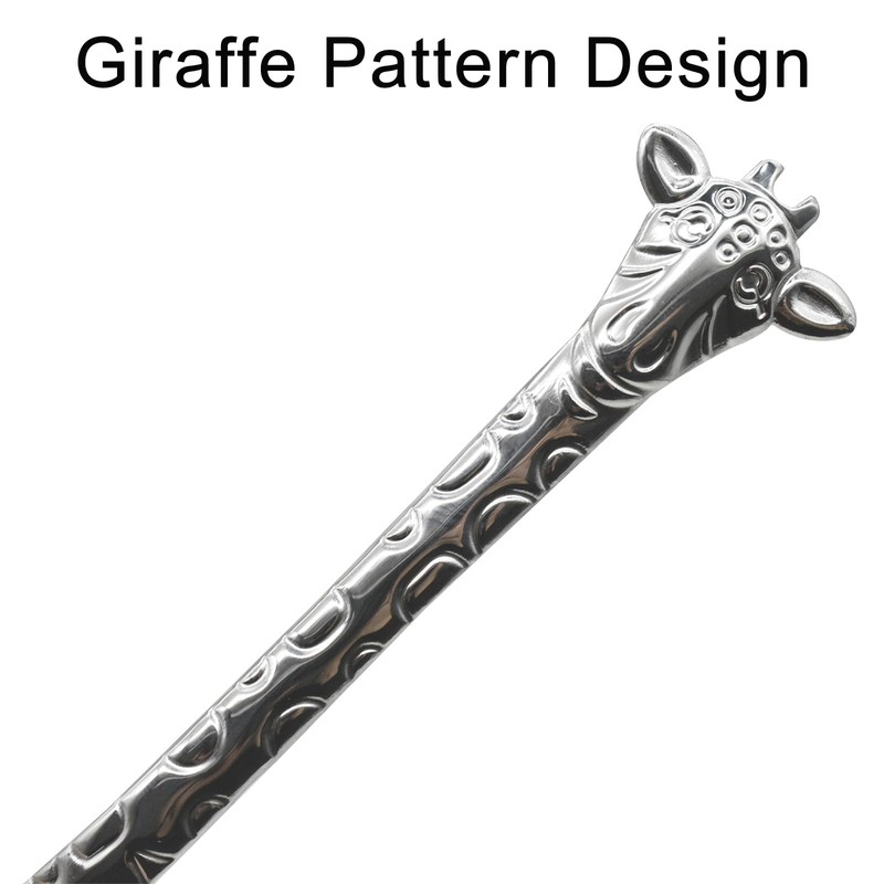 Pinenjoy 4Pcs Giraffe Spoon Forks Silver 18/10(304) Stainless Steel 6inch