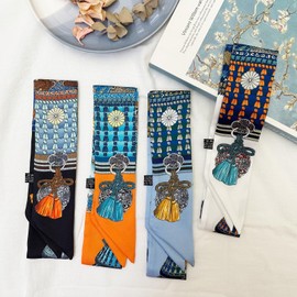 4pcs Purse Scarf Fashion Handbag Handle Ribbon Lightweight Scarf Head Hair Ribbon Skinny Scarf For Women
