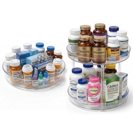 IPENP Vitamin Storage Organizer, 1 Tier 10.3" Rotary Turntable Organizer for Vitamin Bottles and Prescription Bottle, Bottle Organizer for Countertop, Bathroom Cabinet Storage