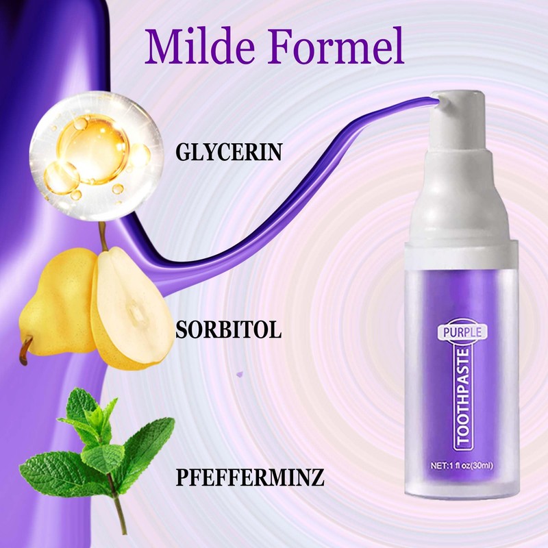 Lila Zahnpasta für Zahnaufhellung-Purple Toothpaste for teeth whitening-weiße zähne (1