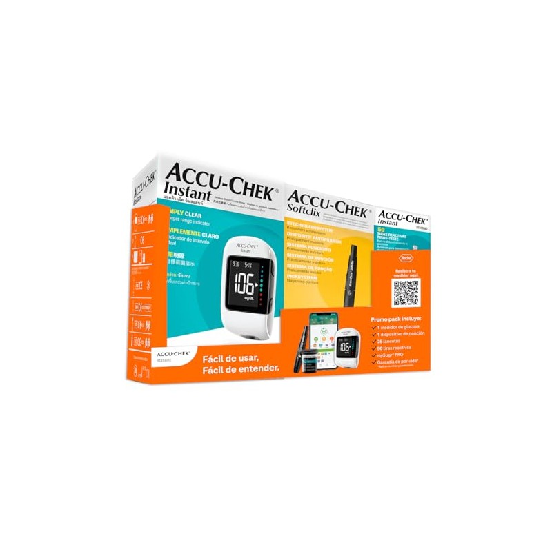 Kit Glucómetro Accu Check Instant + Dispositivo de Punción Softclix