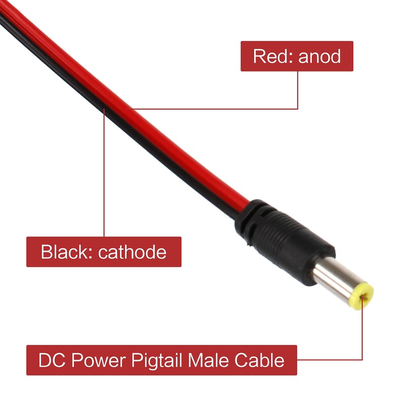 DC Power Pigtail Cable 6Pcs CCTV Security Camera Male &