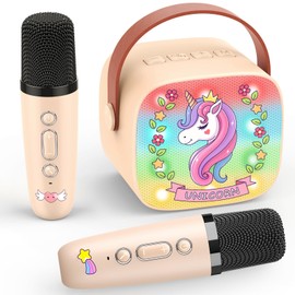 Dislocati Unicorn Gift for Girls 3-12 Years, Karaoke Machine with 2 Bluetooth Microphones, Children's Toy from 3-12 Years, Girls, Karaoke Microphone, Children, Christmas Gifts, Microphone Bluetooth