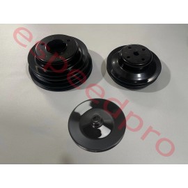 espeedpro21 Big Block Chevy Black Steel Long Water Pump Crankshaft Power Steering Pulley Kit