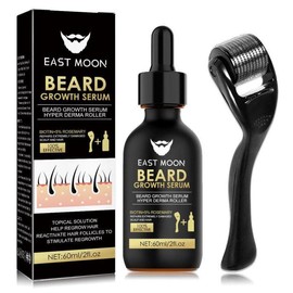 EAST MOON Beard Growth Kit - Serum & Roller Set for Thicker, Fuller Beard - Daily Care for Men, Lightweight & Easy to Use, Perfect Gift for Him