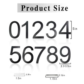 5" Floating Stainless Steel Address House Number(Upgraded Version), Metal Modern House Numbers,Coated Black,for Outdoor Mailbox Yard Home Wall DoorGarage Gate With Matching Screws(1）