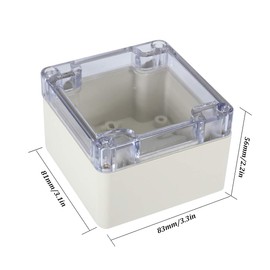 Awclub ABS Plastic Junction Box, Dustproof Waterproof IP65 Electrical Box - Universal Project Enclosure Grey, with PC Transparent/Clear Cover 3.3"x3.2"x2.2"(83mm x 81mm x 56mm)