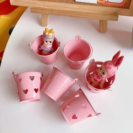 Pink iron mini bucket/basket storage ultra-mini basket pink iron Bucket-A. Heart Punchku 5ea
