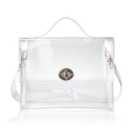 Hoxis Clear PVC Diagonal Bag, Women's, Plastic Bag, Handbag, Large Capacity, Popular, clear