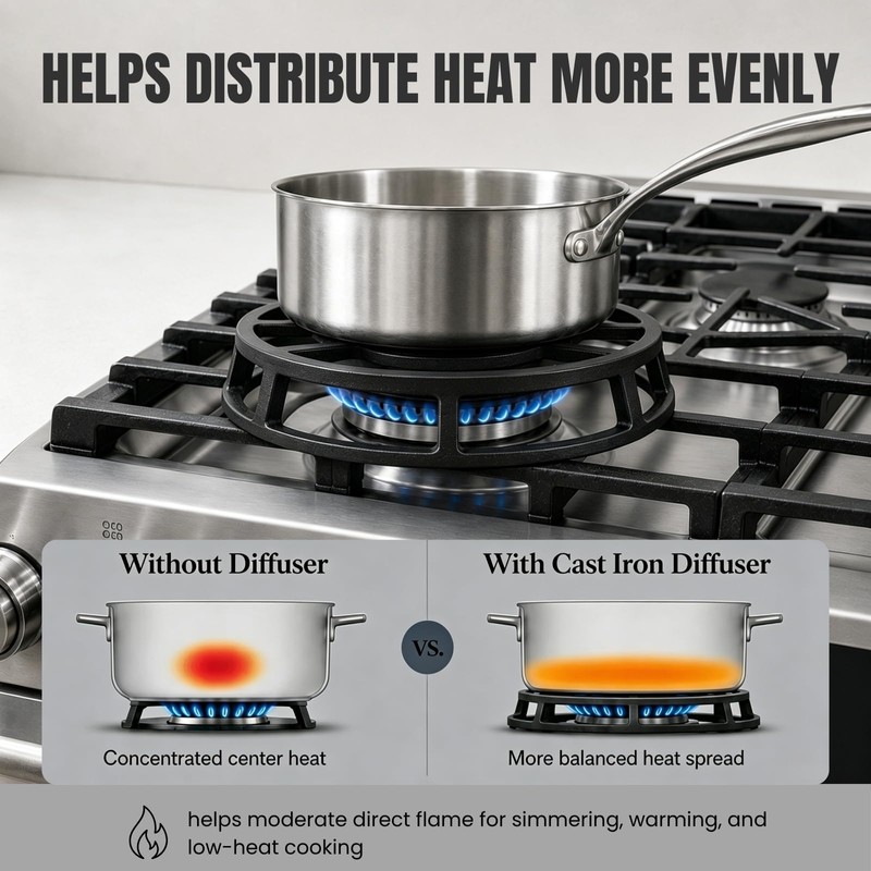 9.45 Inch Heavy Duty Cast Iron Heat Diffuser for Gas