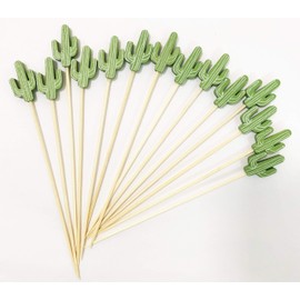 AILEXI Cocktail Sticks 100 Counts Wooden Toothpicks Party Supplies frill finger food fruits sandwich nibbles - Green Cactus