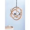 Rattan Globe Pendant Light 3-Light Adjustable Chain Hanging Chandelier for