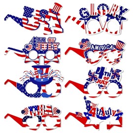 Gushijieju 4th of July Party Accessories American Flag Paper Sunglasses, USA Glasses Forth of July Decorations Photobooth Props for Patriotic Party in the USA Favors Decorations 8Pcs