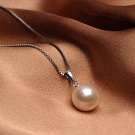 Salanda Single Pearl Necklace for Women, White Dainty CZ Pearl Drop Pendant Necklace| Elegant adjustable Chain Necklace| 18k Silver Plated Pearl Necklace for Women, mm, Pearl, Pearl