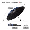 Ultimate Windproof Inverted Travel Umbrella 16 Rib with Reflective Edges,