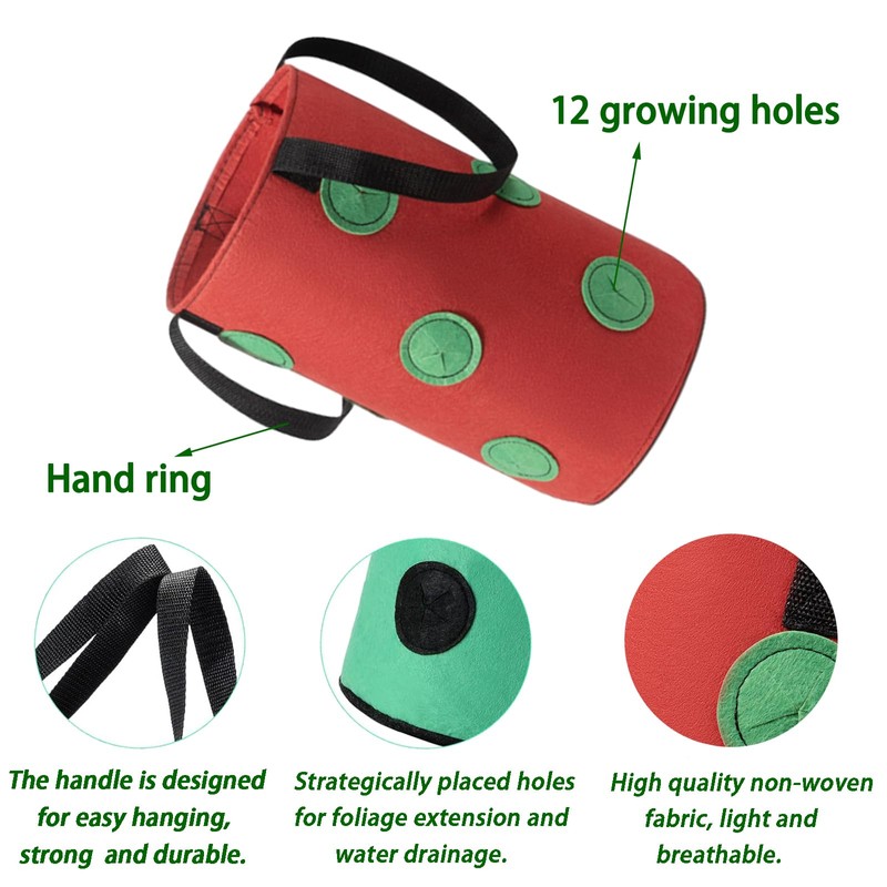 2-Pack Hanging Strawberry Grow Bags: Durable Planter Bags for Strawberries,