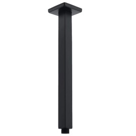 Drettyer Ceiling Mount Shower Arm with Flange 20 Inches Square Straight Extender Extension Pipe Replacement, Long Shower Arm For Fixed Rain Shower Head or High Ceiling,Matte Black
