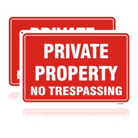 Acuxiaza 2 Pcs Private Property No Trespassing Sign 12 x 8 inches Reflective Aluminum No Trespassing Metal Signs with Pre-Drilled Holes Weatherproof UV Protected, Indoor or Outdoor Use