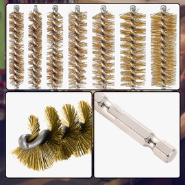 MEGYAD Pack of 14 Cylinder Wire Brush: Wire Brush Drill Diameter Tube Brush 8/9/10/11/12/13/14/15/16/17/19/20/22/25 mm, Steel Brush Brass Brush Stainless Steel Wire Brush Pipe Cleaning Brush