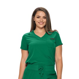 Monarch Uniforms Womens Scrub Top One Pocket Tuck in Scrub Top for Women (Hunter Green) M