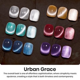 Beetles Cat Eye Gel Nail Polish Set - 6 Colors Glitter Burgundy Red Silver Blue Purple Green Gold Magnetic Cat Eye Gel Polish Holographic Effect Velvet Nail Art Salon DIY Home Gift for Women