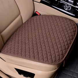 CGEAMDY Pack of 2 Car Seat Cushions Made of Linen, Universal Linen Seat Covers, Breathable Car Vehicle Seat Protector, Front Seat Covers, Comfortable and Breathable (Coffee)