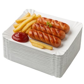 Pakomat Plates Paper Bowls 14 x 20 cm Pack of 25 Disposable Plates Dessert Plates Rectangular Sturdy Paper Plates Environmentally Friendly Party Tableware Paper Plates Biodegradable