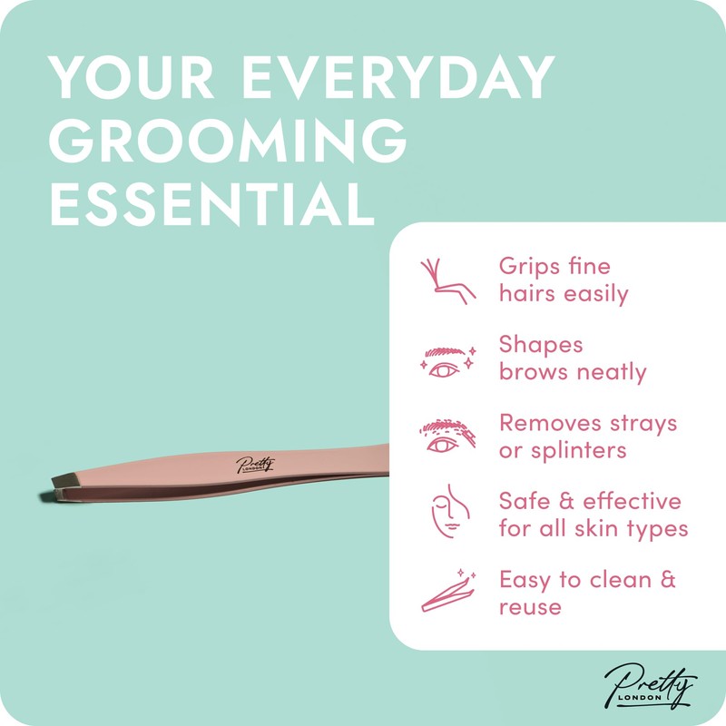 Pretty London - Eyebrow Tweezers – Precision Slanted Tweezers –