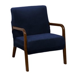 NICEEC Navy Blue Spandex Mid Century Chair Covers Stretch Accent Chair Slipcovers with Arms Super Soft Modern Arm Chair Covers Washable Chair Protector with Zippers for Living Room Bedroom Study