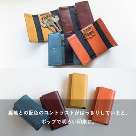 Tabarat TAV-044 Men's Key Case, Genuine Leather, Smart Key Case, Flat Series, orange